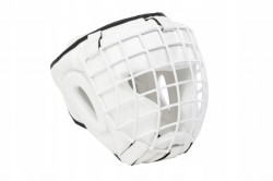 Przejdź do produktu KASK BOKSERSKI PU Z METALOWĄ KRATĄ BIAŁY