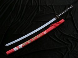 Przejdź do produktu CZERWONA KATANA Z WYRAZISTYM MOTYWEM SMOKA