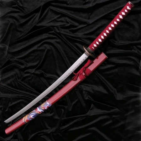 CZERWONA KATANA Z MOTYWEM SMOKA