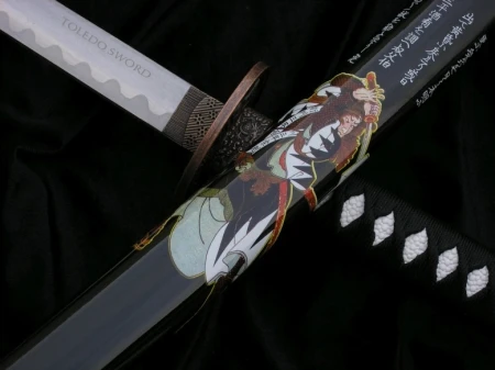 CZARNA KATANA Z MOTYWEM SAMURAJA