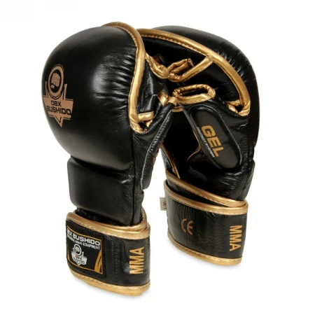 SKÓRZANE RĘKAWICE MMA DBX BUSHIDO CZARNO-ZŁOTE