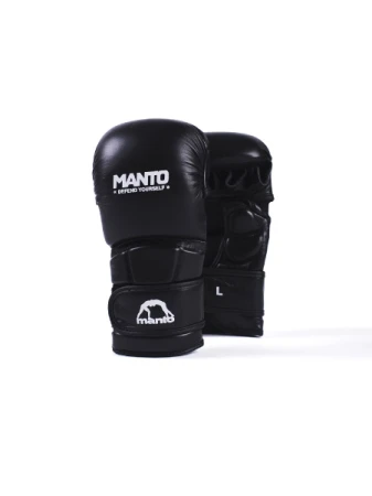 SKÓRZANE RĘKAWICE TRENINGOWE MANTO MMA PRO CZARNE-BIAŁE