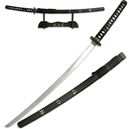 KATANA CZARNA ZE STOJAKIEM