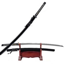 Przejdź do produktu CZARNA KATANA Z KLASYCZNĄ AŻUROWĄ TSUBĄ