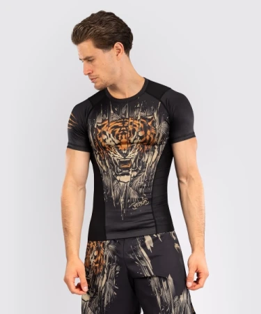 VENUM TIGER RASHGUARD KRÓTKI RĘKAW - BLACK/NEON ORANGE