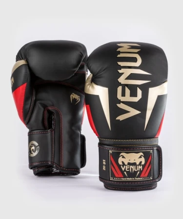 RĘKAWICE BOKSERSKIE VENUM ELITE BLACK/GOLD/RED