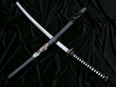 CZARNA KATANA Z MOTYWEM SAMURAJA