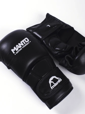 SKÓRZANE RĘKAWICE TRENINGOWE MANTO MMA PRO CZARNE-BIAŁE
