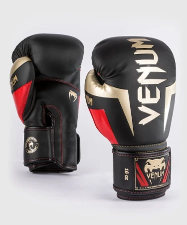 RĘKAWICE BOKSERSKIE VENUM ELITE BLACK/GOLD/RED
