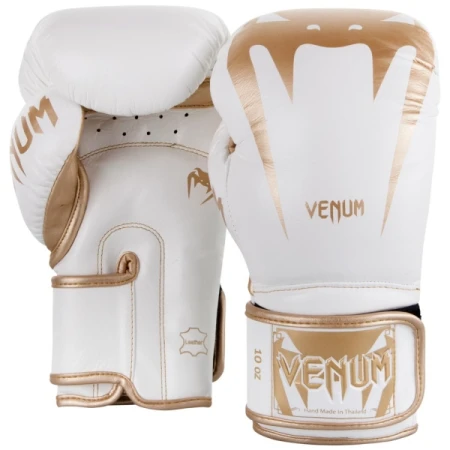 VENUM GIANT 3.0 WHITE/GOLD SKÓRZANE RĘKAWICE BOKSERSKIE