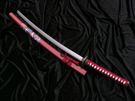 CZERWONA KATANA Z MOTYWEM SMOKA