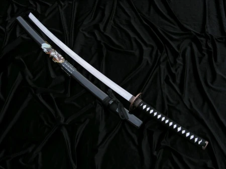 CZARNA KATANA Z MOTYWEM SAMURAJA
