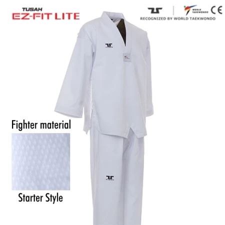 DOBOK TUSAH EASY- FIT LITE UNIFORM Z BIAŁĄ PLISĄ - WT APPROVED
