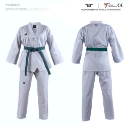 Przejdź do produktu DOBOK TUSAH STARTER WT APPROVED WHITE V NECK- KPL Z PASEM