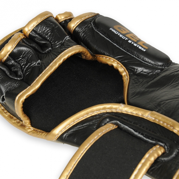 SKÓRZANE RĘKAWICE MMA DBX BUSHIDO CZARNO-ZŁOTE