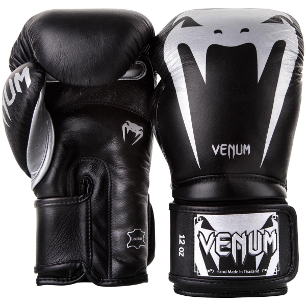 VENUM GIANT 3.0 BLACK/SILVER SKÓRZANE RĘKAWICE BOKSERSKIE