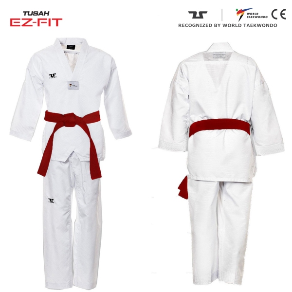 DOBOK TUSAH EASY- FIT LITE UNIFORM Z BIAŁĄ PLISĄ - WT APPROVED